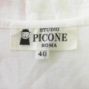 PICONE Tシャツ 40 白 ホワイト 半袖 クルーネック イラストプリント /CK27 ECD003