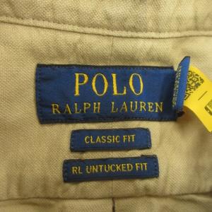 POLO RALPH LAUREN RL UNTUCKED FIT シャツ M CLASSIC FIT ベージュ 半袖 ボタンダウンカラー