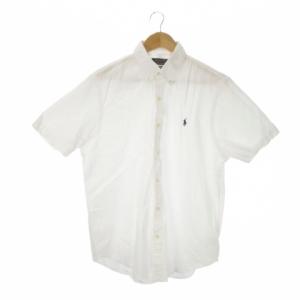 RL UNTUCKED FIT シャツ L 白 ホワイト 半袖 ボタンダウンカラー ロゴ刺繍 /CK13