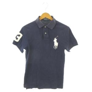 ポロシャツ 鹿の子 M SLIM FIT 紺 ネイビー ポロカラー 半袖 ビッグポニー /MN42 ECD003