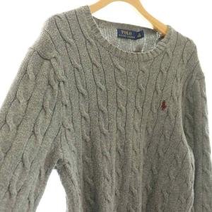 POLO RALPH LAUREN ニット セーター 長袖 ロゴ XS グレー /SY OS