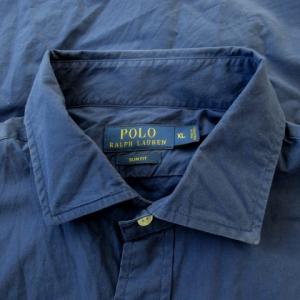 POLO RALPH LAUREN シャツ XL 紺 ネイビー 無地 レギュラーカラー 長袖 /AO24 ECD003