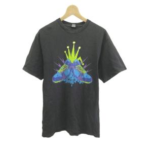 Tシャツ L ダークグレー グラフィックプリント クルーネック 半袖 /NP ECD003