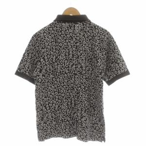 STUSSY ポロシャツ L 黒 ブラック 総柄 半袖 /GP ECD003