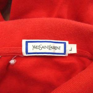 YVES SAINT LAURENT ニットポロシャツ トップス L 赤 レッド ポロカラー 長袖 ロゴ刺繍 /YU ECD003