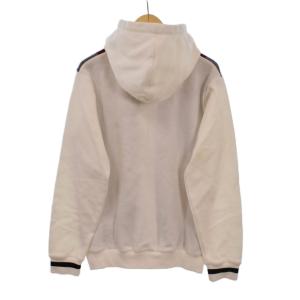 BLACK LABEL CRESTBRIDGE ジップパーカー フード ジップアップ チェック柄 フロントデザイン ロゴパッチ M 白 ホワイト 黒 ブラック