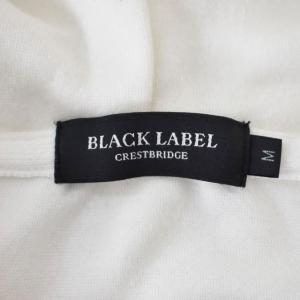 BLACK LABEL CRESTBRIDGE ジップパーカー フード ジップアップ チェック柄 フロントデザイン ロゴパッチ M 白 ホワイト 黒 ブラック