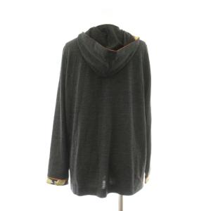LEONARD FASHION パーカー ジップアップ 長袖 切替 総柄 ウール シルク混 M グレー /KU ECD003