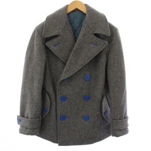 2012AW ウールメルトンピーコート Pコート アウター 中綿 36/S グレー ILLJKT-338