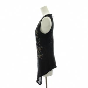 Jean Paul GAULTIER カットソー ノースリーブ 刺繍 40 ブラック YALM0465