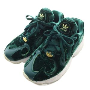 adidas Originals ローカットスニーカー シューズ 厚底 ベロア ロゴ US6 24cm 緑 グリーン /BB ECE004