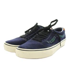 VANS オールドスクール スニーカー シューズ チェック柄 US10.5 28.5cm 紺 ネイビー 緑 グリーン