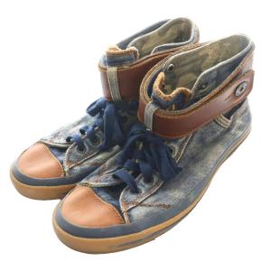 DIESEL デニムハイカットスニーカー US9 27cm 紺 ネイビー 茶 ブラウン /SS OS ECE004