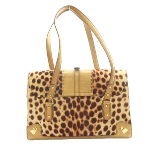 DOLCE&GABBANA レオパード柄トートバッグ ハラコ ブラウン ベージュ