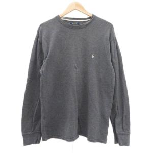 Tシャツ カットソー L グレー ラウンドネック 長袖 ワッフル /YS33 ECE004