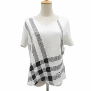 Tシャツ カットソー 半袖 Vネック チェック柄 F 白 ホワイト ECE004