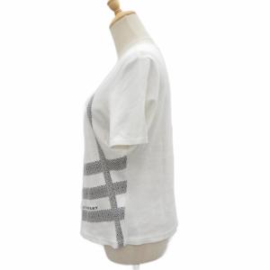 BURBERRY LONDON Tシャツ カットソー 半袖 Vネック チェック柄 F 白 ホワイト ECE004