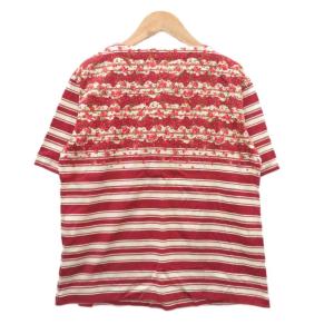 PINK HOUSE Tシャツ カットソー 半袖 赤 レッド 白 ホワイト 花柄 ボーダー柄 ラウンドネック /MA6 ECE004