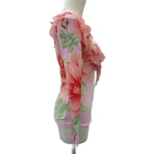 Blumarine ニット カットソー シルク ピンク 花柄 フリル 長袖 /SM10 ECE004