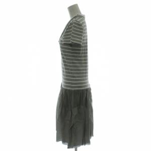 sacai luck チュニック ワンピース 2 グレー 半袖 Uネック ボーダー 14SSLU704 /GG ECE004
