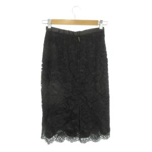DOLCE&GABBANA スカート 総レース 36 黒 ブラック スカラップヘム 膝丈 F4F38T /AH48 ECE004