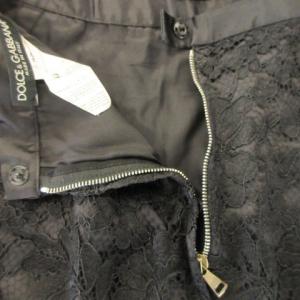 DOLCE&GABBANA スカート 総レース 36 黒 ブラック スカラップヘム 膝丈 F4F38T /AH48 ECE004