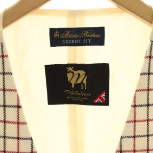 Brooks Brothers ベスト ジレ チェック 切替 ウール 44REG 白 ホワイト 19-17-3227 /HN ECE004