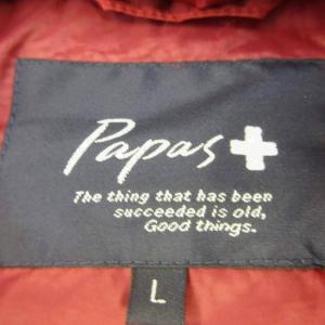 Papas ダウンベスト 上着 L 赤 レッド 立ち襟 ワッペン付き 袖なし /YU ECE004