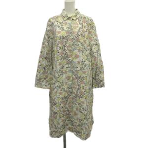 ワンピース 46 白 ホワイト 花柄 シャツカラー 長袖 ひざ丈 /RN ECE004
