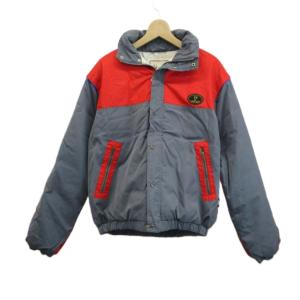 ダウンジャケット アシックス製 ヴィンテージ M相当 グレー レッド