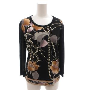 カットソー Tシャツ ロンT 花柄 長袖 38 黒 ブラック /FF  GY62