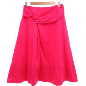 美品 フレアスカート シルク サテン 36 ギャザー アシンメトリー ミモレ丈 ピンク /KB GY62