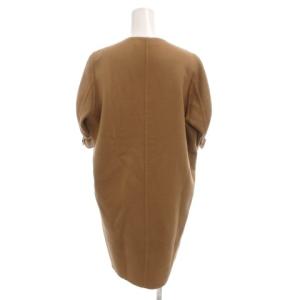 YVES SAINT LAURENT ワンピース 半袖 Vネック ひざ丈 ウール 34 茶 ブラウン /FF GY62