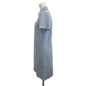 LACOSTE ワンピース  サックスブルー ギンガムチェック柄 半袖 ハーフジップ /RY GY49