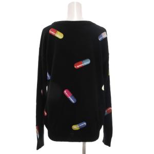 MOSCHINO ニット セーター S クルーネック カプセルモチーフ プリント イタリア製 黒 ブラック /KB GY62