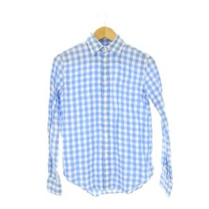 シャツ ブラウス XS RELAXED FIT 青 ブルー チェック柄 レギュラーカラー 長袖 /CK24