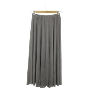 Max Mara LEISURE ロングスカート フレア とろみ感 ウエストゴム グレー /AH14 ECE004