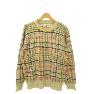 UOMO ニット セーター 茶 ブラウン チェック柄 ラウンドネック 長袖 /MN6 ECE004