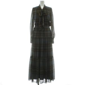 ワンピース 2 青 茶 長袖 ロング丈 チェック柄 200881554001 /GG ECE004