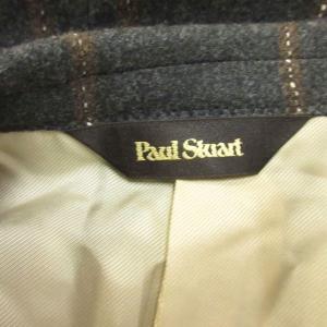 Paul Stuart スリーピーススーツ フォーマル ジャケット ベスト パンツ ウール 44L グレー 茶 ブラウン チェック柄