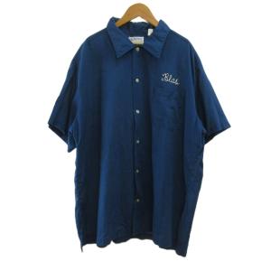 HILTON ボーリングシャツ XXL ネイビー 紺 半袖 レギュラーカラー バック刺繍 /PP ECE004