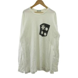 Tシャツ 白 ホワイト 長袖 グラフィックプリント ラウンドネック カットソー HT-040140 /PP
