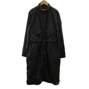 ナイロンコート M 黒 ブラック 長袖 スタンドカラー 多ポケット ロング丈 ZU93-FH051 /PP