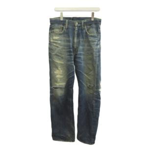 デニム ジーンズ M ブルー ウォッシュ加工 ダメージ加工 フルレングス /NP ECA004