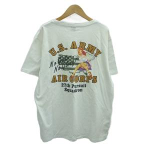 Tシャツ カットソー XL オフホワイト 半袖 ラウンドネック バックプリント /HO71 ECA004