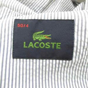 LACOSTE テーラードジャケット 50/4 白 ホワイト 紺 ネイビー ストライプ柄 長袖 ノッチドラペル /SH
