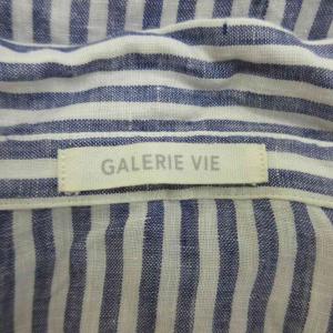 GALERIE VIE オーバーシャツ  チュニック 麻 リネン 1 白 ホワイト 青 ブルー ストライプ柄 レギュラーカラー
