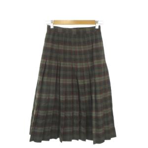 DAKS ラップスカート ウール 66-92 緑 グリーン チェック柄 プリーツ バックル付き /AO44 ECA004