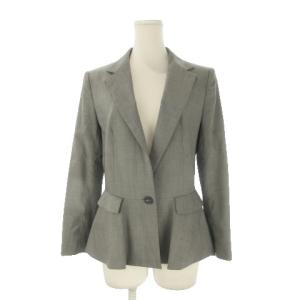 DKNY セットアップ スーツ ジャケット スカート 4 グレー 長袖 膝丈 ペプラム 332-5 JK N2 NA