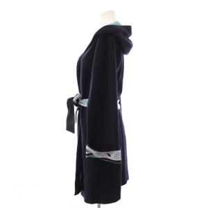 LEONARD FASHION フード付きコート リボンベルト 42 ネイビー 0348952